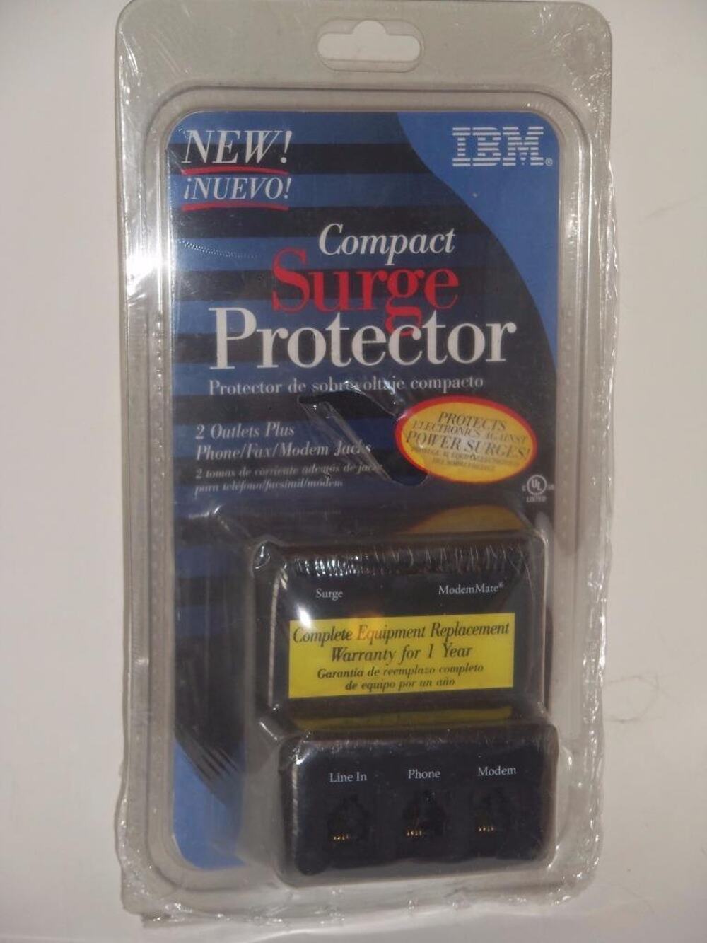 IBM 2 Outlet Compact Travel Surge Protector Fax/Modem Protection New NIB -051748